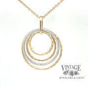 Multi circle 14k two tone gold and diamond pendant, top