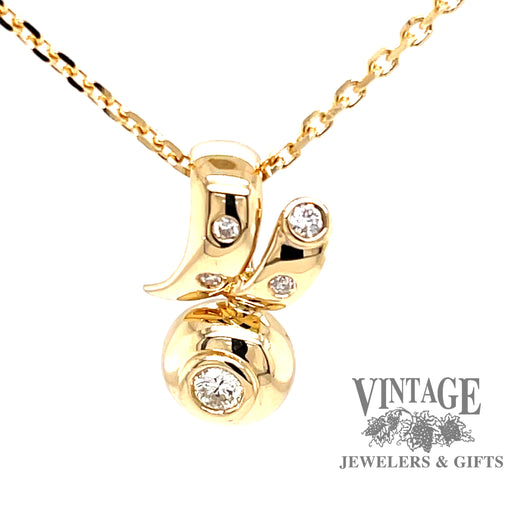 14 karat yellow gold diamond slide pendant, front view