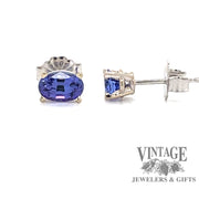 14 karat white gold oval tanzanite earrings 