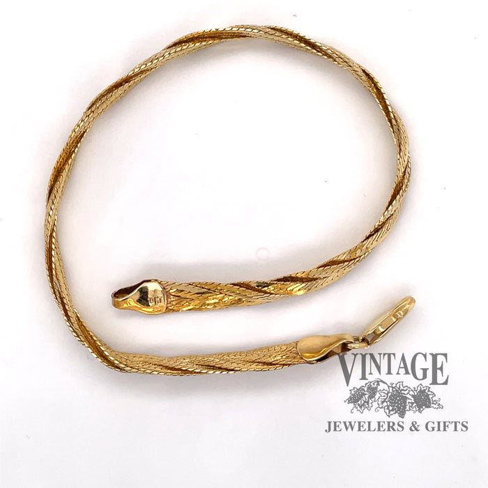 Herringbone 10k gold bracelet above