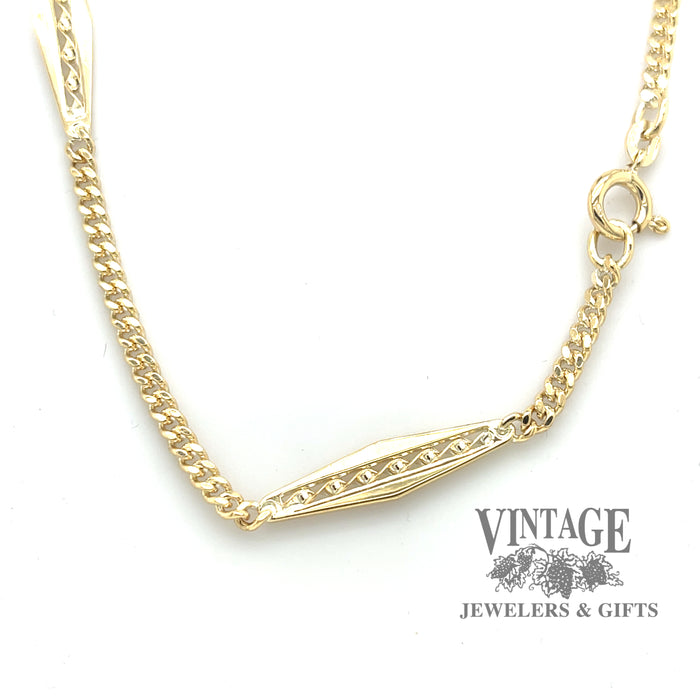 Vintage fancy link 18ky gold 36.5” station chain