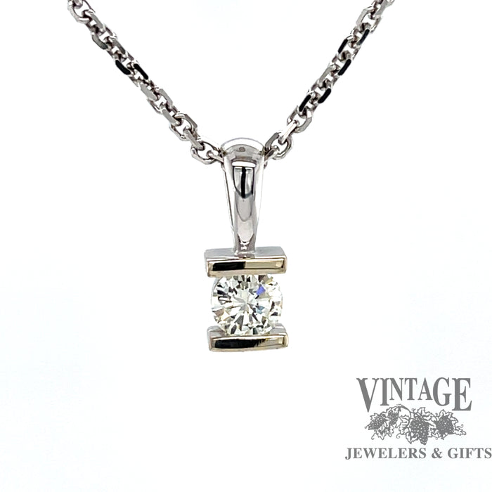 Contemporary .27 carat channel diamond 14kw gold pendant