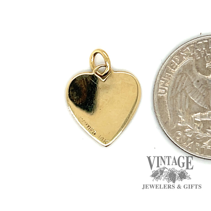 Cartier heart shaped + qu'hier – que demain 14ky gold charm