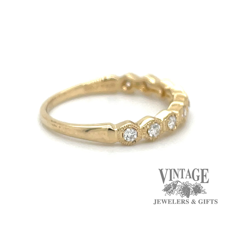 Hexagonal brilliant cut diamond settings 14ky gold ring