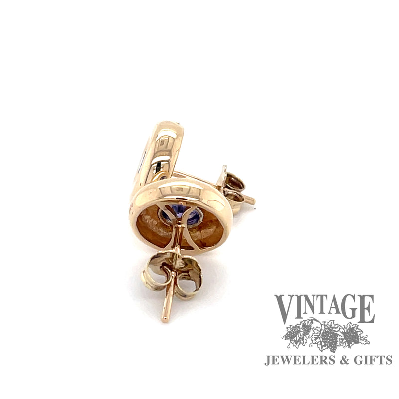 14 karat yellow gold bezel set tanzanite earrings