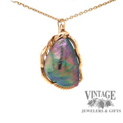 14 karat yellow gold abalone pearl enhancer pendant, front