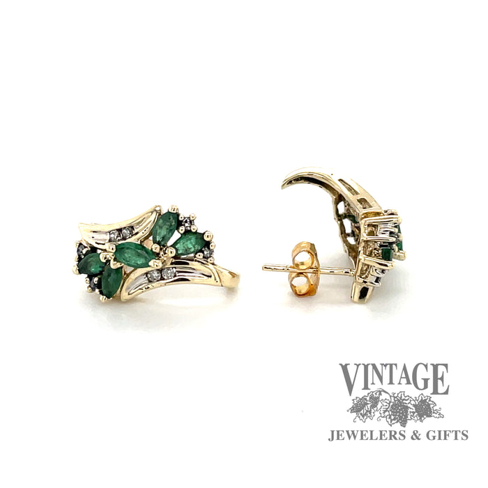 Bulgari Pavé Diamond 18 Karat Yellow Gold Vintage Spiga Half Hoop Earrings  | Wilson's Estate Jewelry