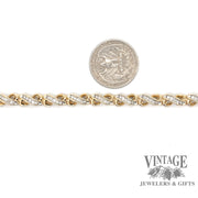 Twisted diamond 14ky gold bracelet quarter for scale