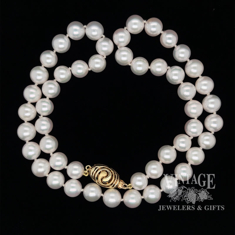 18” cultured 8 X 8.5 mm pink rose pearl strand