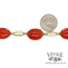 Red carnelian cabochon 14ky gold bracelet quarter for scale