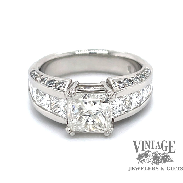Platinum 2 carat center Princess cut diamond ring