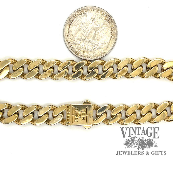 8.5” hollow 9.3 mm 10ky gold cuban link bracelet scale