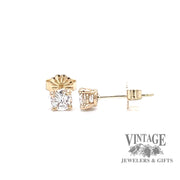 14 karat yellow gold diamond stud earrings