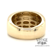 14 karat yellow gold wide domed and tapered band, rear view