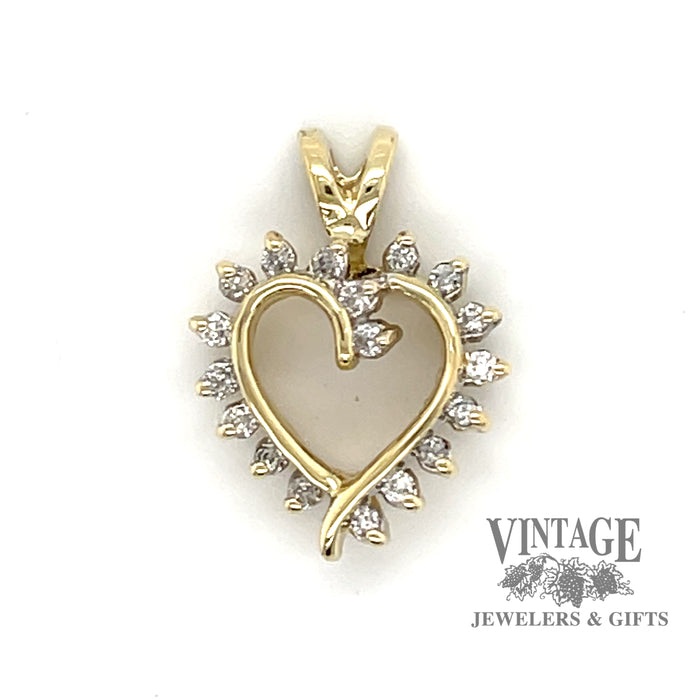 10 karat yellow gold heart shaped diamond pendant