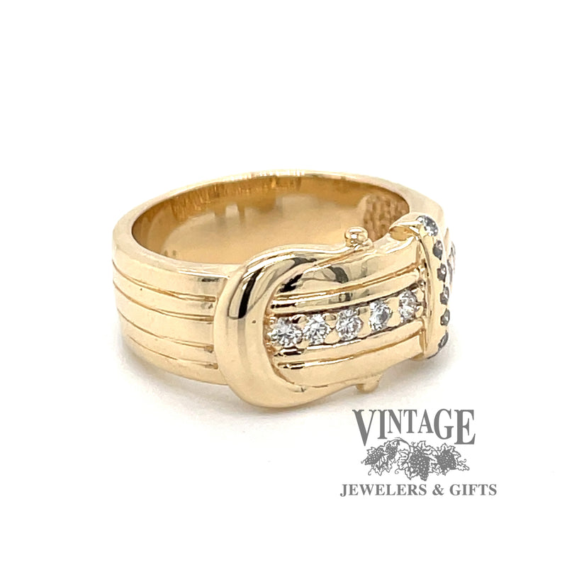 Buckle 14ky gold and diamond ring