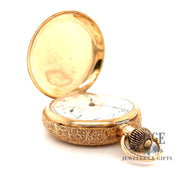 Antique Elgin 14ky gold hand engraved pocket watch