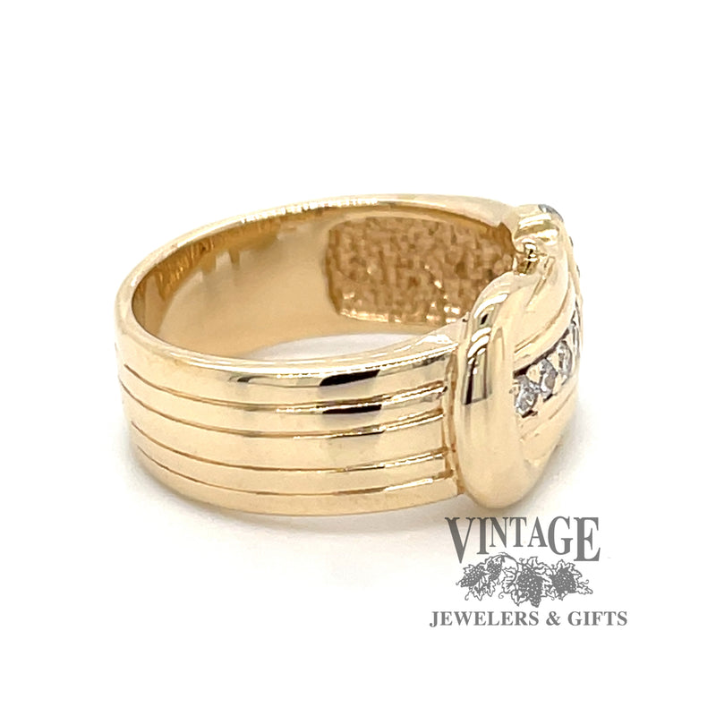Buckle 14ky gold and diamond ring side