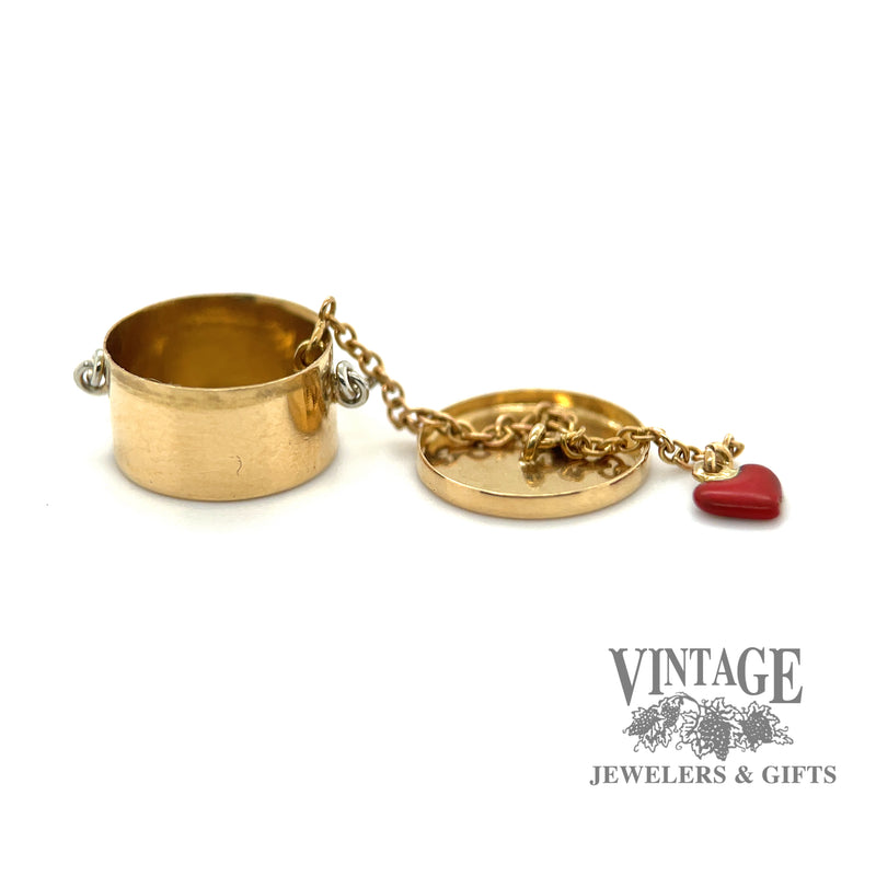 Paris souvenir 18ky gold box charm with enamel heart on chain