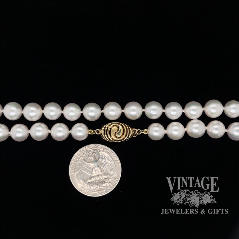 18” cultured 8 X 8.5 mm pink rose pearl strand