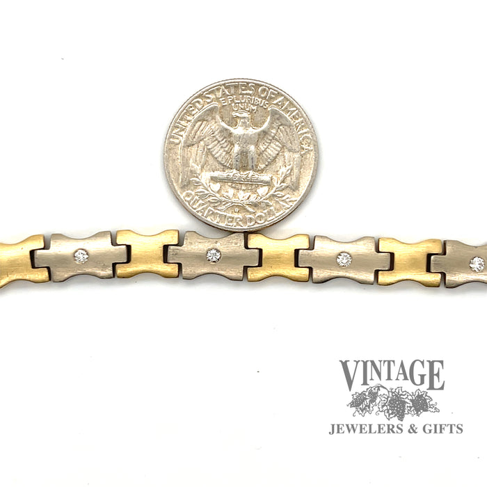Two tone gold estate bracelet with diamonds