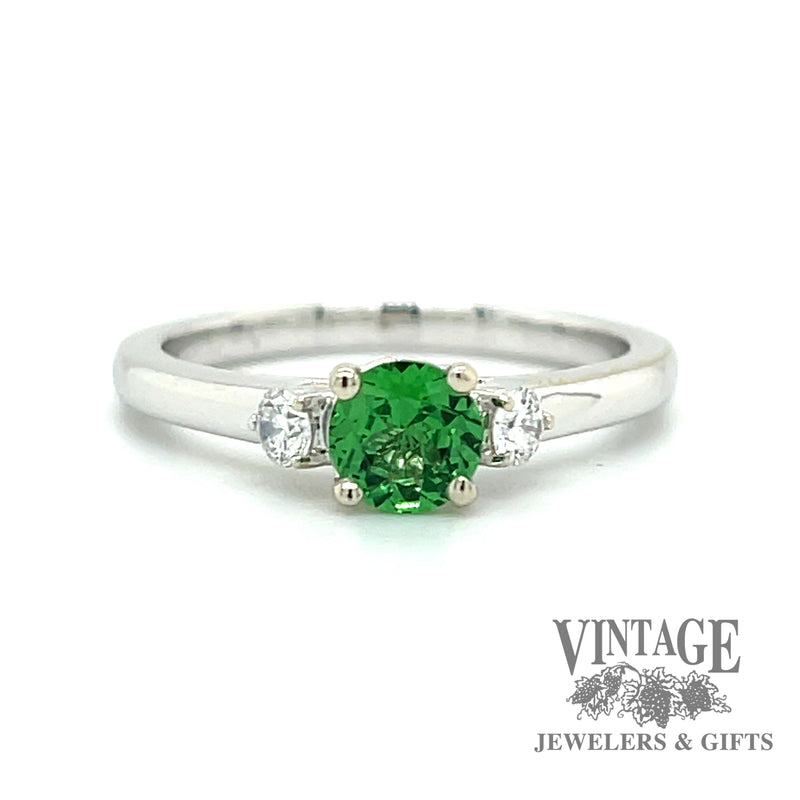 Tsavorite and diamond 14kw gold ring