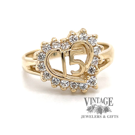 Quinceanera CZ 14ky gold ring