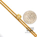 24 karat gold 16” 2.1mm solid curb link chain, shown next to quarter for size reference