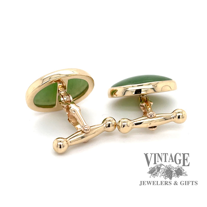 Vintage Jadeite 14ky gold cufflinks hinge