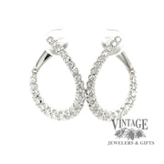 Twisted diamond 1.5CTW 14kw gold hoop earrings, front