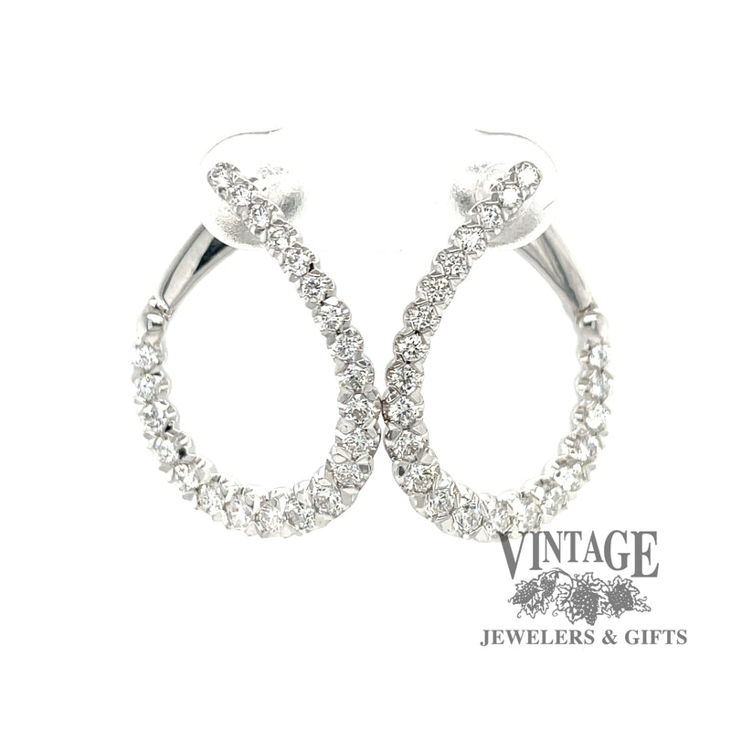 Twisted diamond 1.5CTW 14kw gold hoop earrings, front