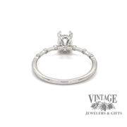 14 karat white gold oval 7 X 5 mm ring mounting, rear view