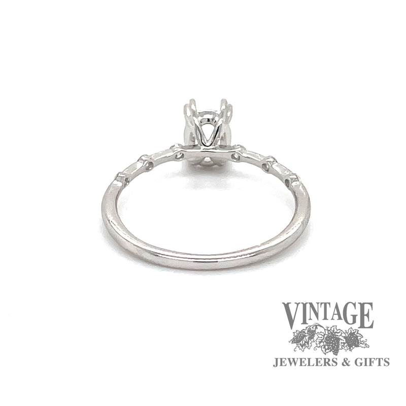 14 karat white gold oval 7 X 5 mm ring mounting, rear view