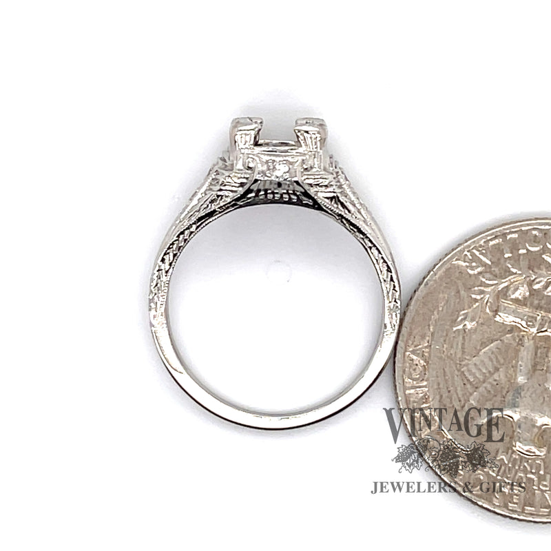 Platinum filigree mounting for 1 carat round stone