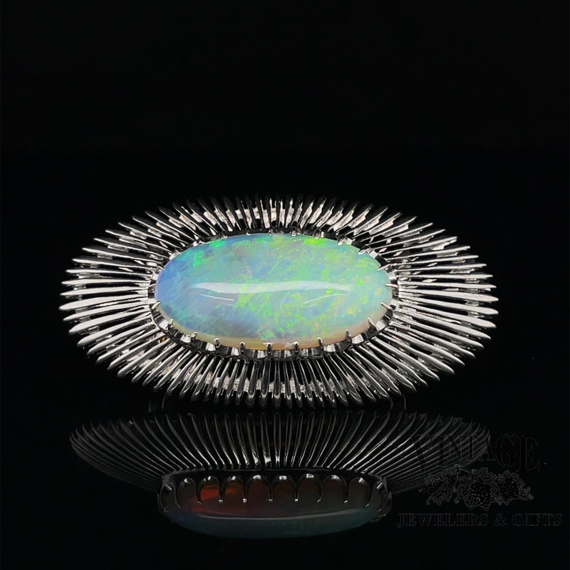 Estate 14 karat white gold opal combination pendant/slide necklace