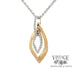 14 karat two tone diamond leaf shape necklace, angled view