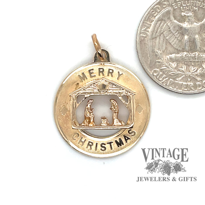 Merry  Christmas charm in 14ky gold