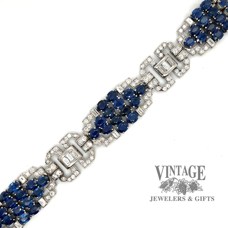Art Deco sapphire and diamond antique platinum bracelet