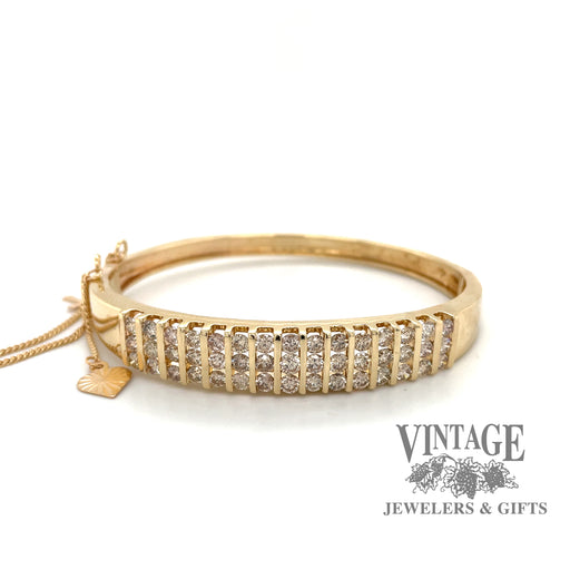 Bar set 14 karat yellow gold diamond bangle bracelet