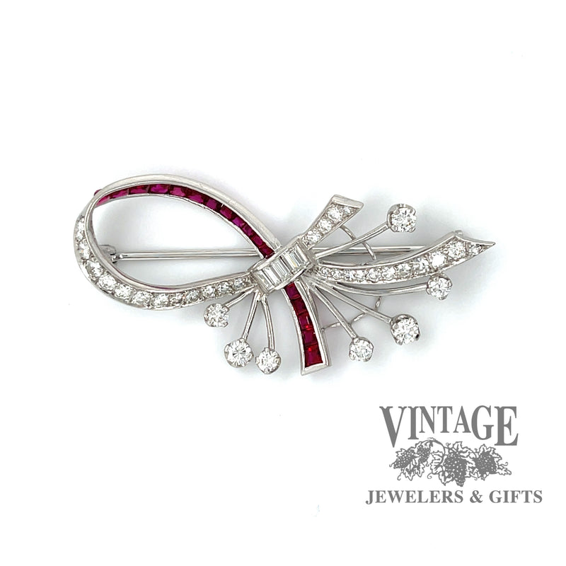 Platinum ruby diamond pin