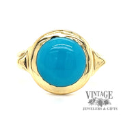 18 karat yellow gold turquoise cabachon bezel set ring
