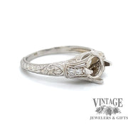 Vintage inspired 14kw diamond ring for 1 carat center stone angle