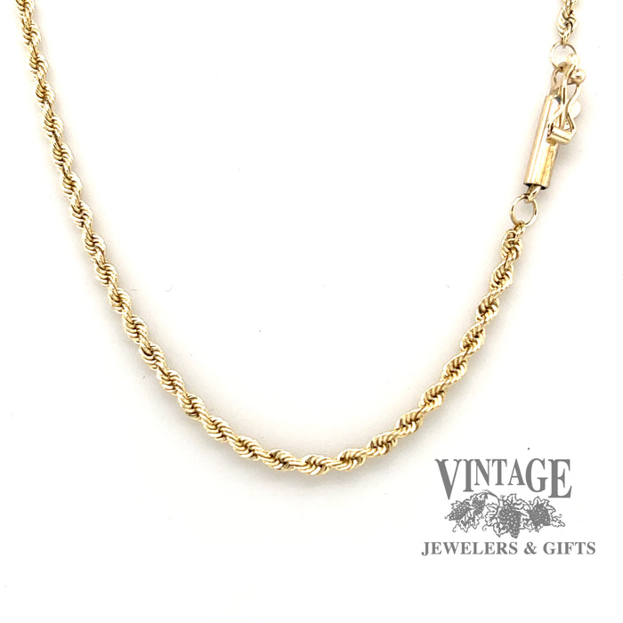 14 karat yellow gold 18" solid 2mm rope chain