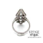 Vintage Edwardian platinum OEC diamond ring, rear view