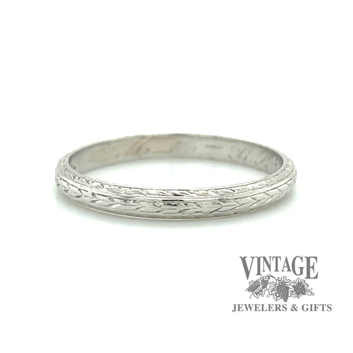 Antique hand engraved platinum ring band