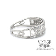 Platinum 1ctw diamond antique hand fabricated ring, side view