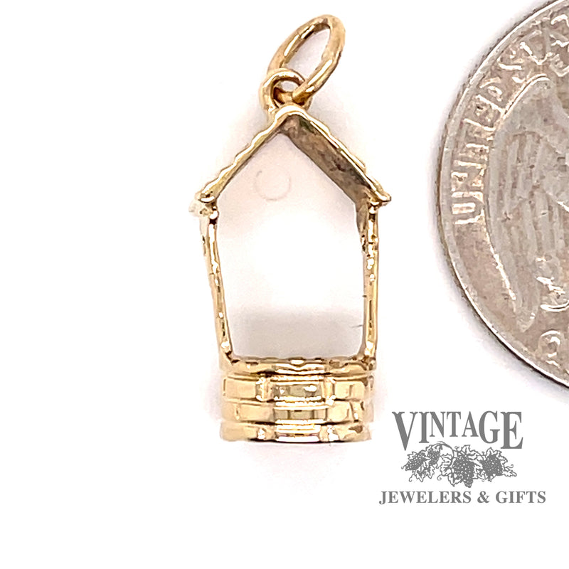 Wishing Well charm in 14ky gold quarter for scale