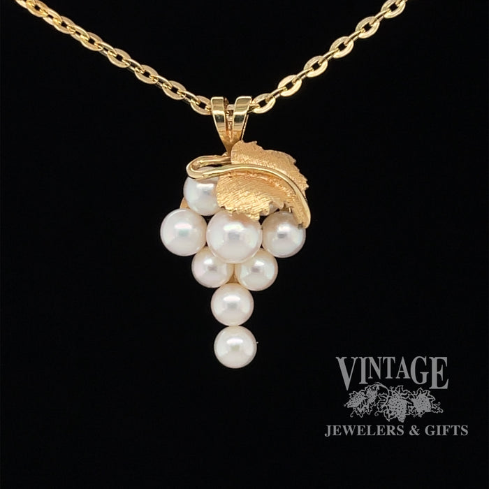 Grape pearl cluster 14ky gold pendant
