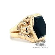 Bloodstone 10ky gold signet ring