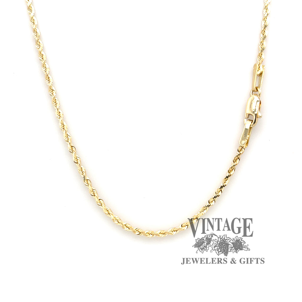 14K Yellow Gold 22 inch Rope Chain with Barrel Clasp